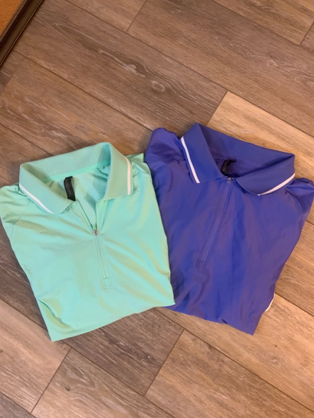 Mondetta Mint Green and Purple Zip Polo Tops . Set of two. XL